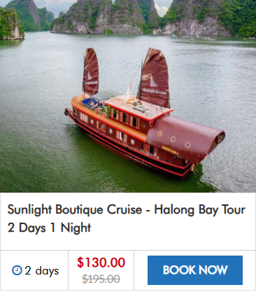 Sunlight Boutique Cruise - Halong Bay Tour 2 Days 1 Night
